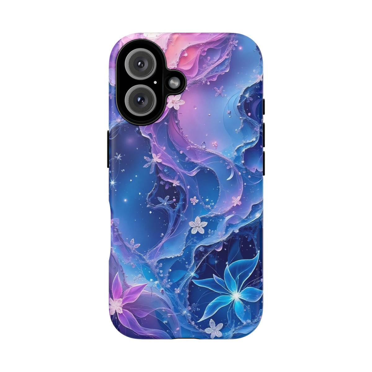 Blue & Purple Floral Galaxy Phone Case – Dreamy Aesthetic Design